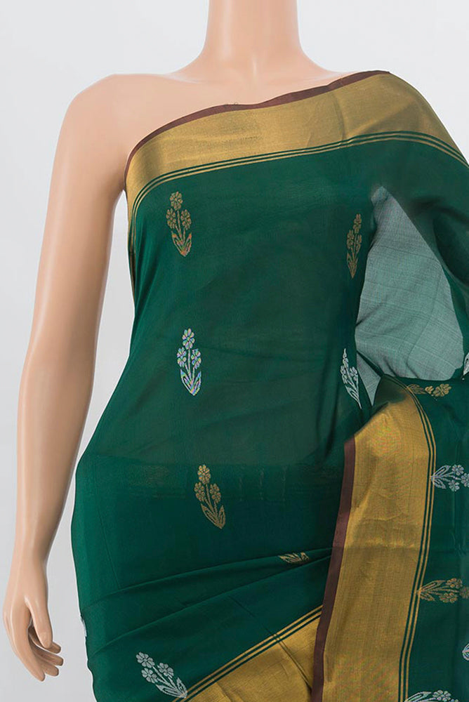 Border image of Mint Green Uppada Silk Saree with Zari Butta on the body and Silk Border. 
