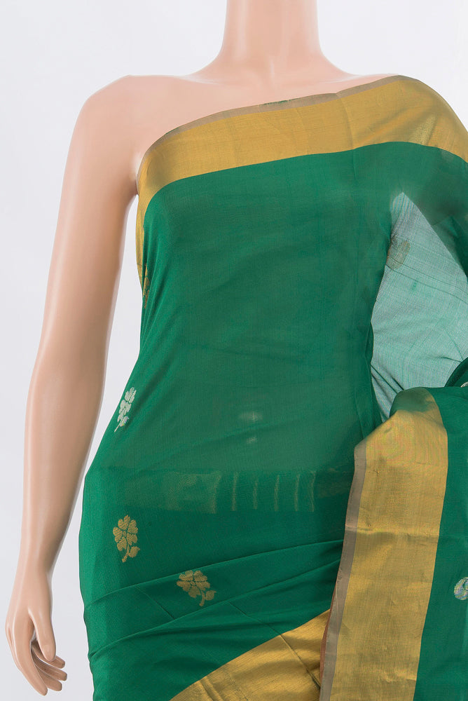 Border image of Mint Green Uppada Silk Saree with Zari Butta on the body and Silk Border. 