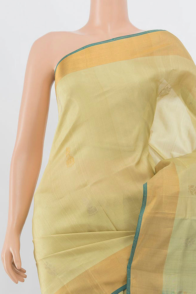 Border image of Cream Uppada Silk Saree with Zari Butta on the body and Silk Border. 
