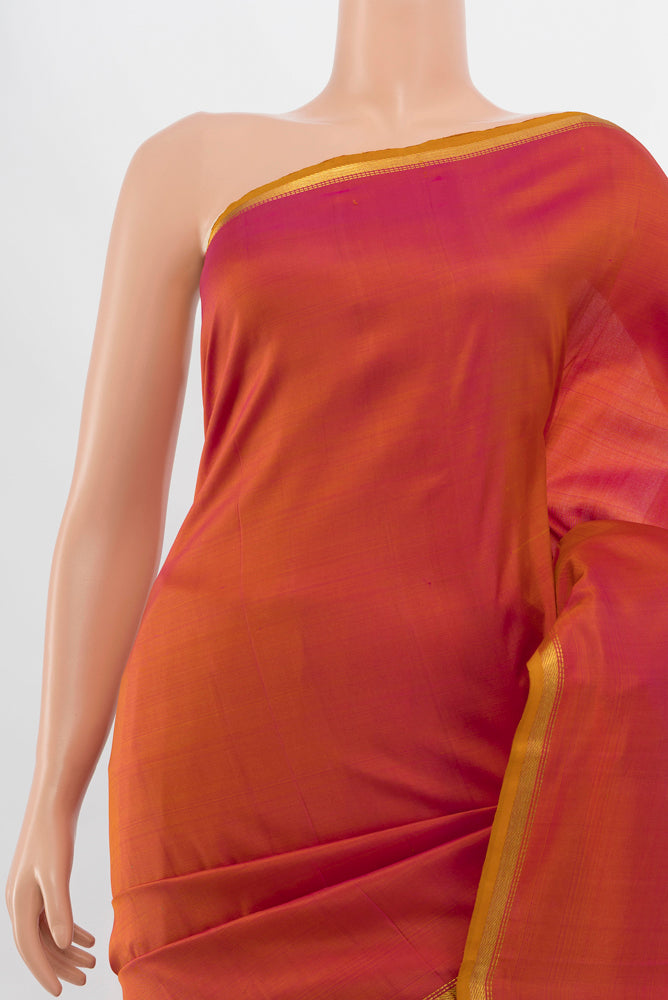 Border image of Peach Kanjivaram Silk Saree with Zari Butta on the body and Silk Border. 