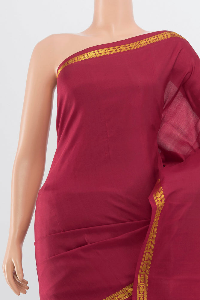 Border image of Pure Silk Pure Zari Maroon Kanjivaram Saree with Zari Butta on the body and Silk Border. 