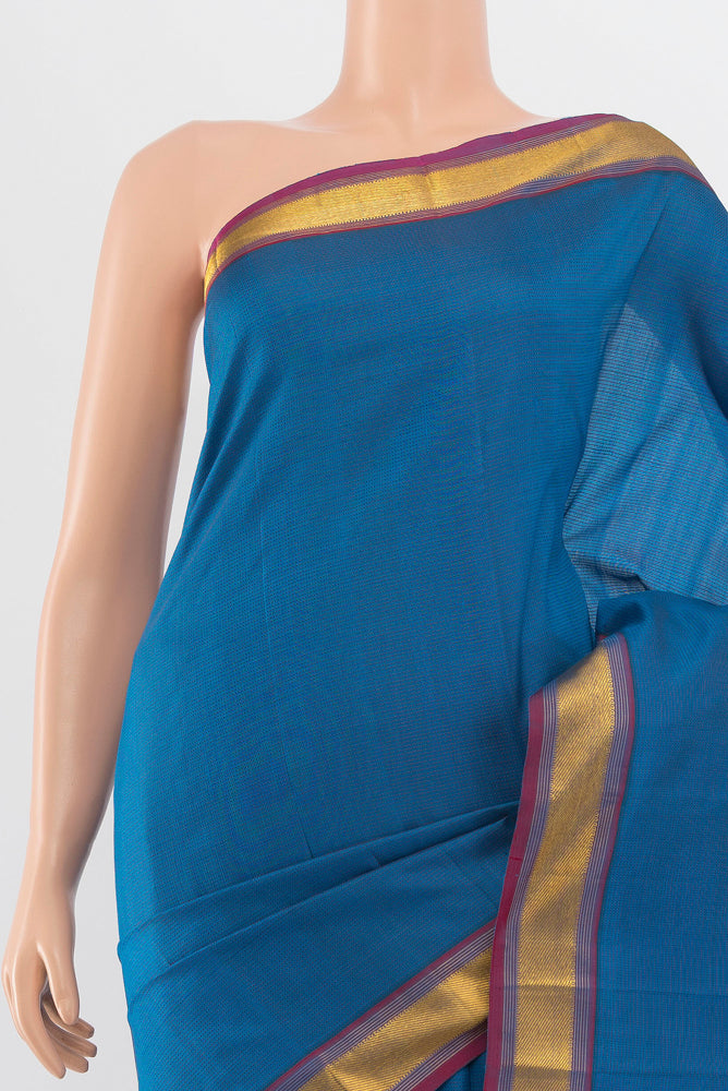 Border image of Light Blue Kanchipuram Silk Saree with Zari Butta on the body and Silk Border. 