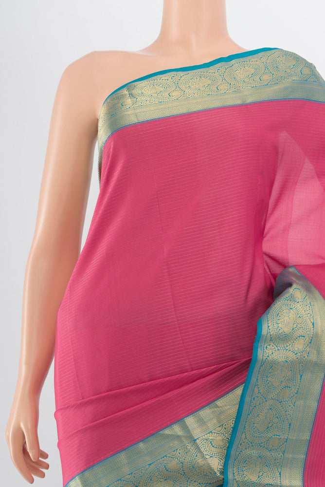 Border image of Rose Gold Kanchipuram Silk Saree with Zari Butta on the body and Silk Border. 