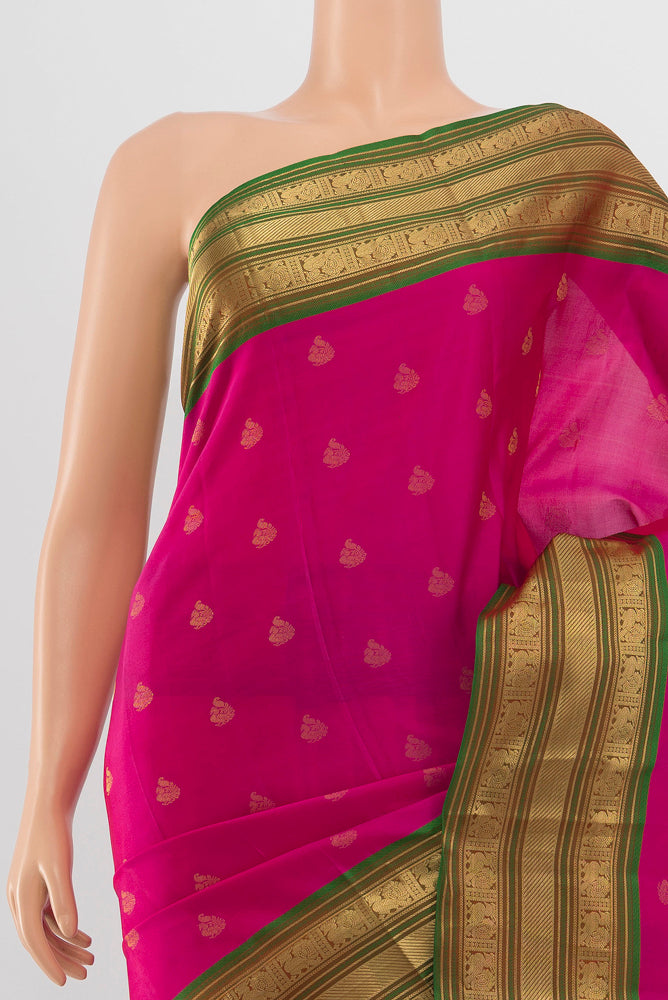 Border image of Light Magenta Kanchipuram Silk Saree with Zari Butta on the body and Silk Border. 