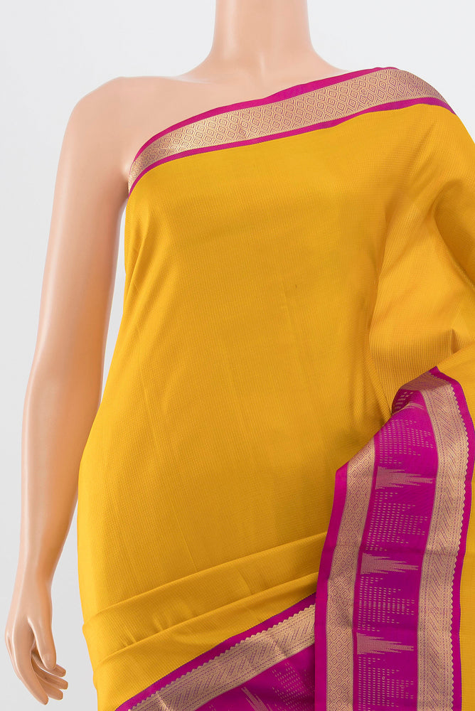 Border image of Pure Silk Pure Zari Yellow Kanjivaram Saree with Zari Butta on the body and Silk Border. 