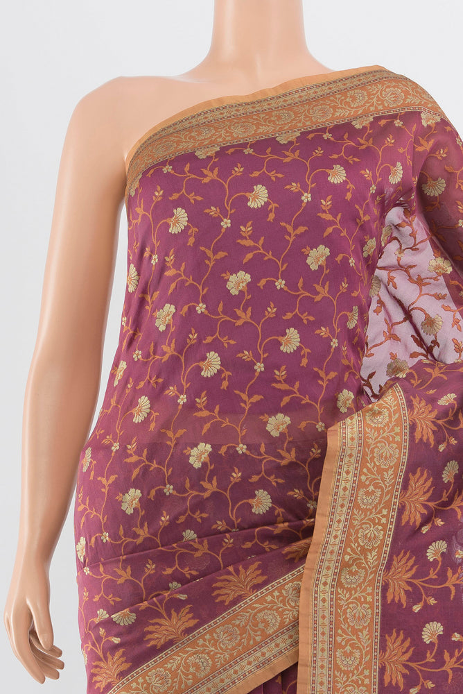 Border image of Pure Silk Pure Zari Bronze Banarasi Georgette Saree with Zari Butta on the body and Silk Border. 