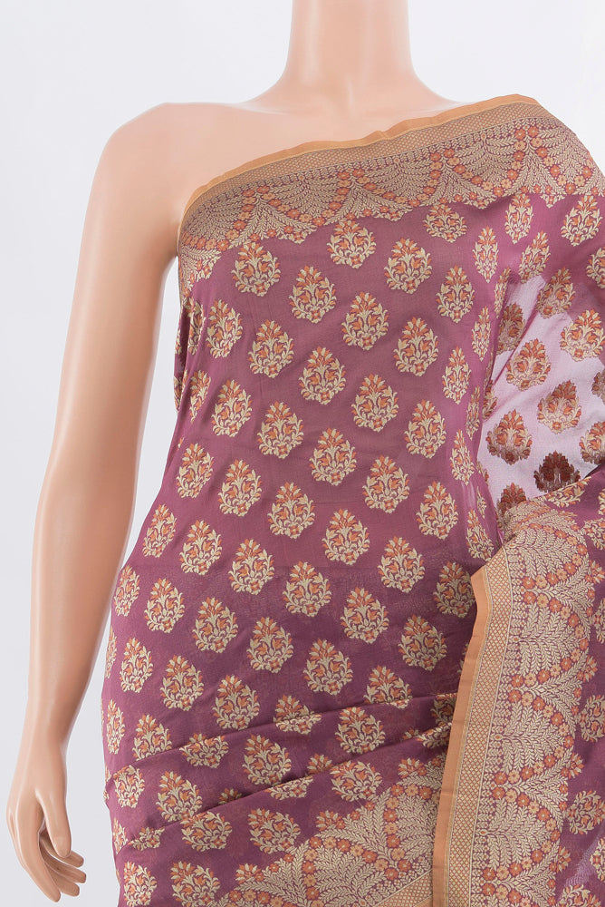 Border image of Bronze Banarasi Silk Saree with Zari Butta on the body and Silk Border. 