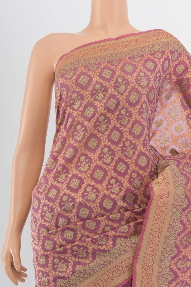 Border image of Bronze Banarasi Georgette Saree with Zari Brocade on the body and Silk Border. 