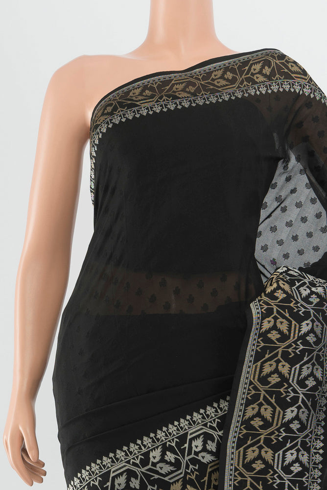 Border image of Black Banarasi Georgette Saree with Zari Butta on the body and Silk Border. 