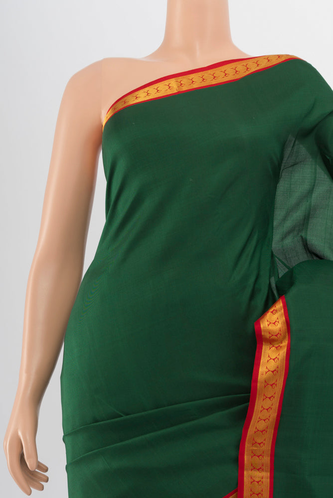 Border image of Bottle Green Kanjivaram Silk Saree with Zari Butta on the body and Silk Border. 