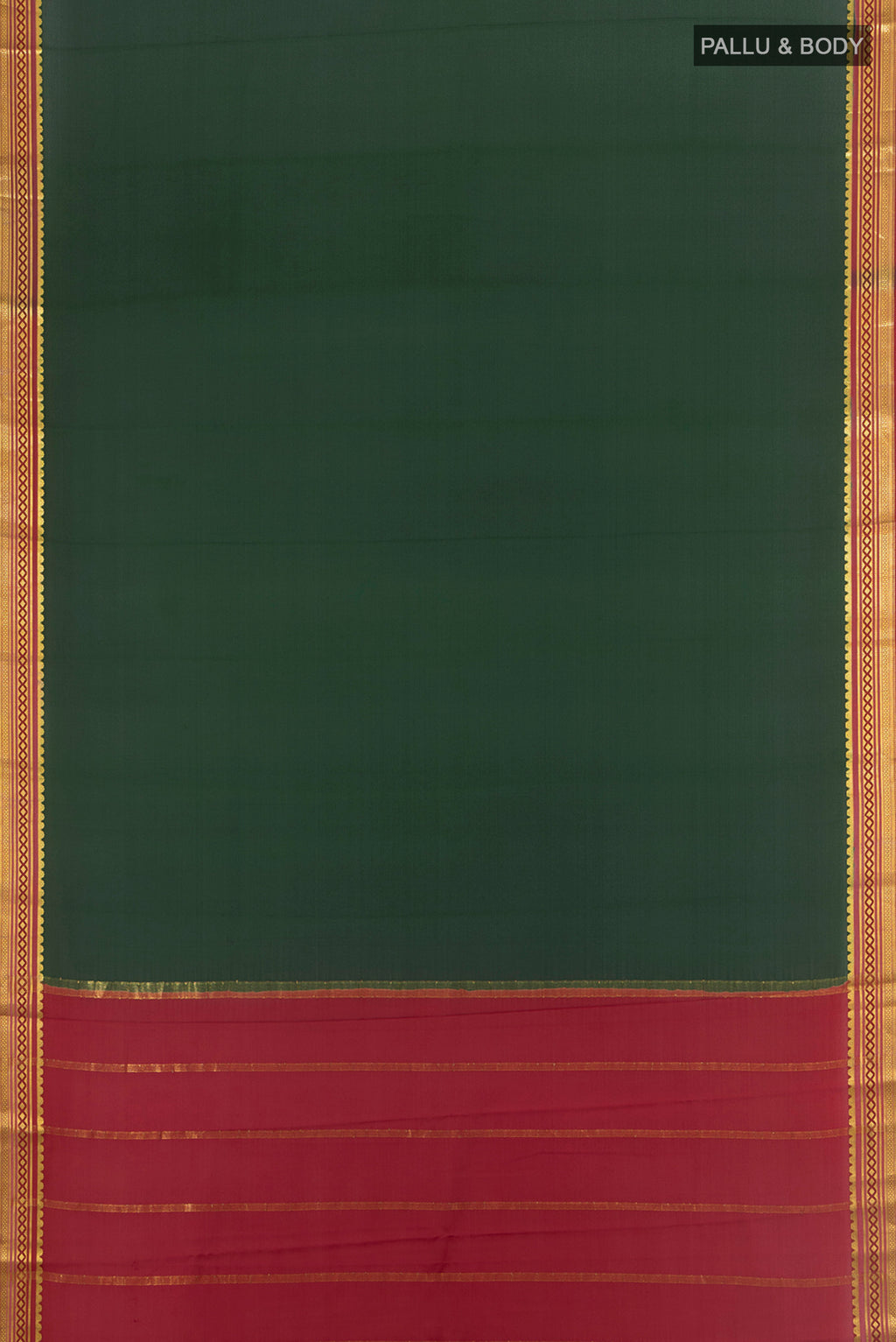 Flat view of Mint Green Mysore Crepe Saree with Plain Body and Silk Border. 
