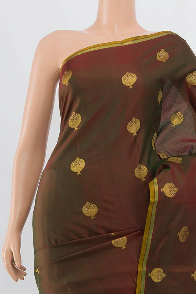 Border image of Mehandi Green Kanjivaram Silk Saree with Zari Butta on the body and Silk Border. 
