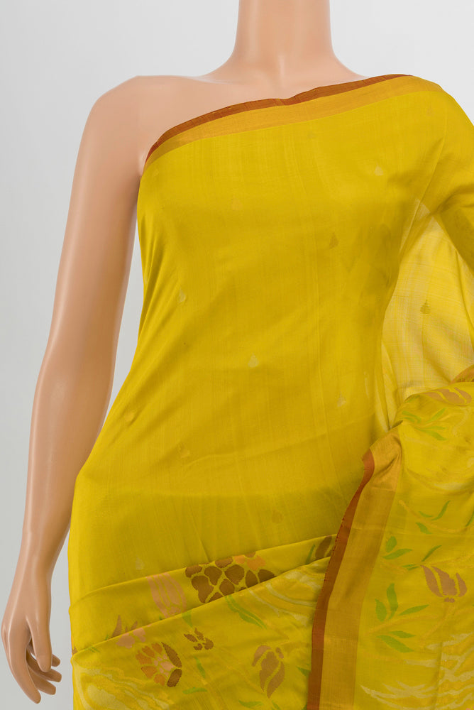 Border image of Light Green Uppada Silk Saree with Zari Butta on the body and Silk Border. 