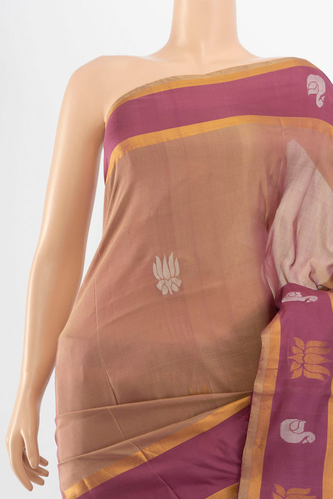 Border image of Olive Green Uppada Silk Saree with Zari Butta on the body and Silk Border. 