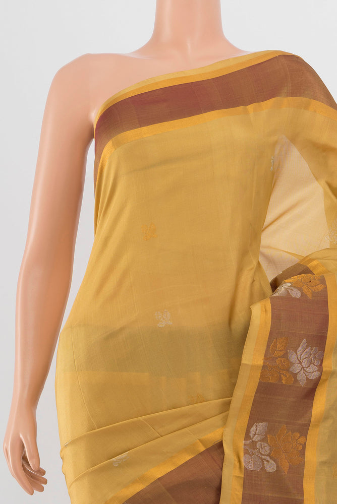 Border image of Beige Uppada Silk Saree with Zari Butta on the body and Silk Border. 