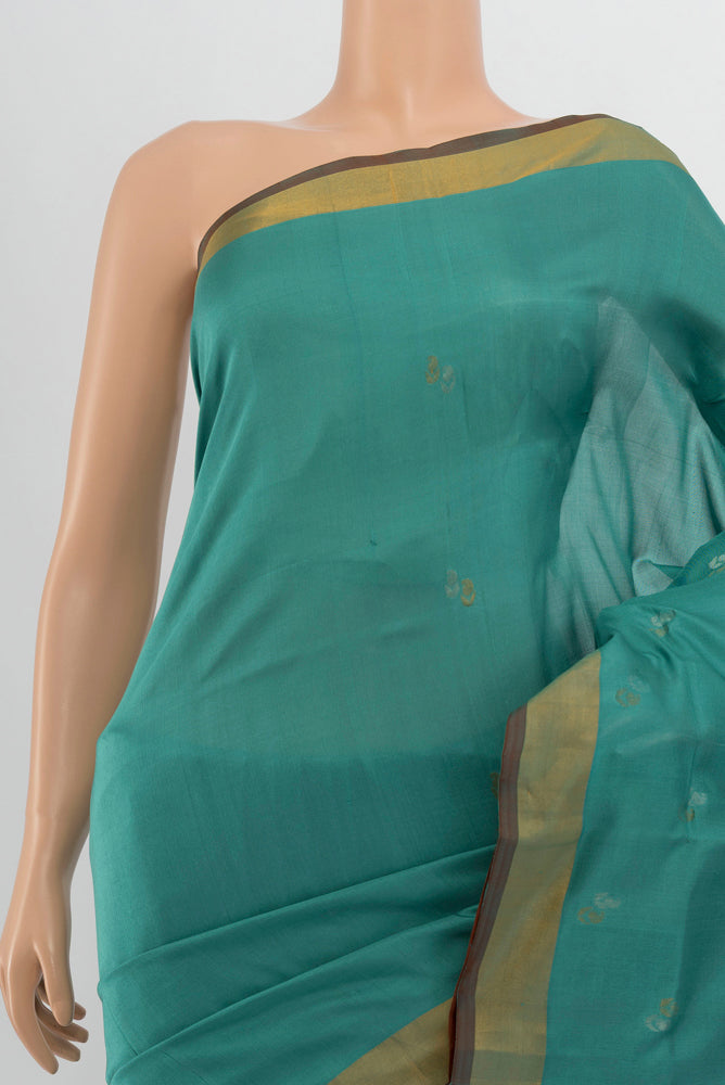 Border image of Blue Grey Uppada Silk Saree with Zari Butta on the body and Silk Border. 