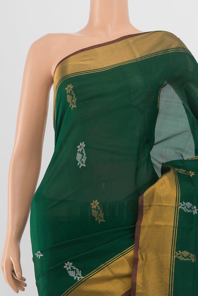 Border image of Mint Green Uppada Silk Saree with Zari Butta on the body and Silk Border. 