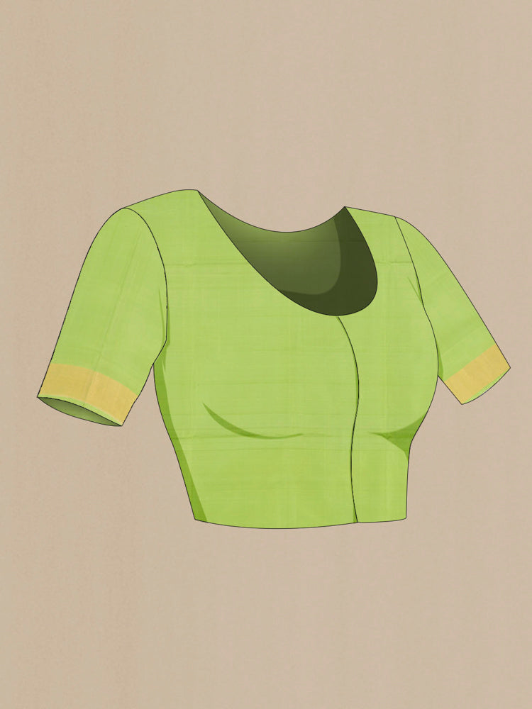 Close up image of the blouse of Magenta Uppada Silk Saree with Zari Brocade on the body and Silk Border. 