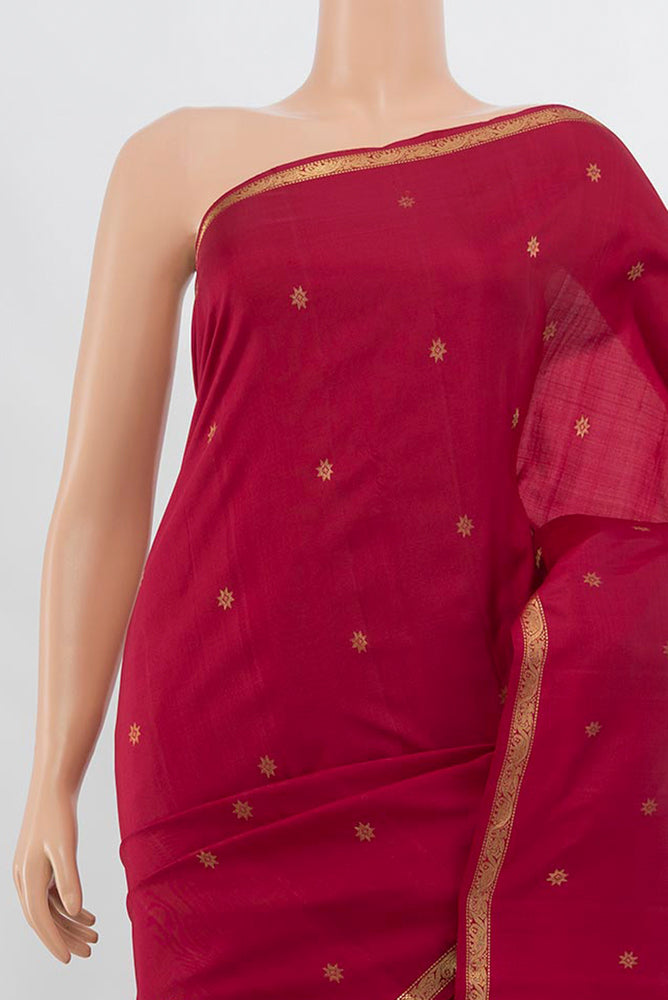 Border image of Pure Silk Pure Zari Maroon Kanchipuram Saree with Zari Butta on the body and Silk Border. 