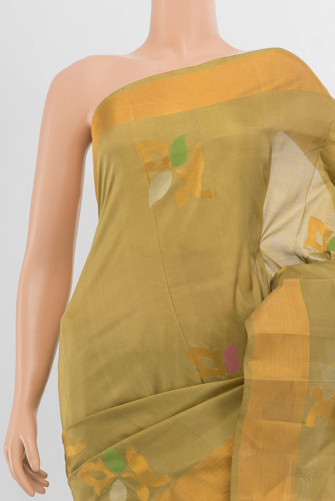 Border image of Pure Silk Pure Zari Light Green Uppada Saree with Zari Butta on the body and Silk Border. 