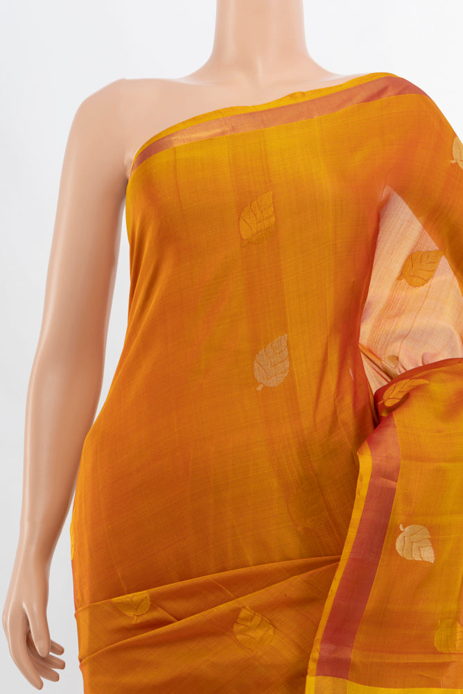 Border image of Mustard Uppada Silk Saree with Zari Butta on the body and Fancy Border. 