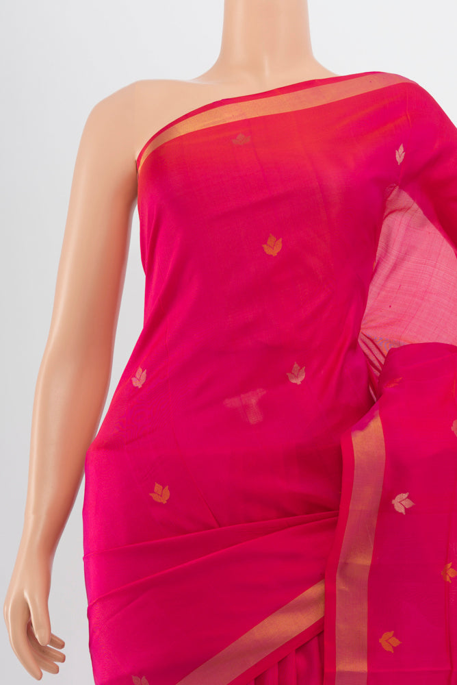 Border image of Peach Uppada Silk Saree with Zari Brocade on the body and Silk Border. 