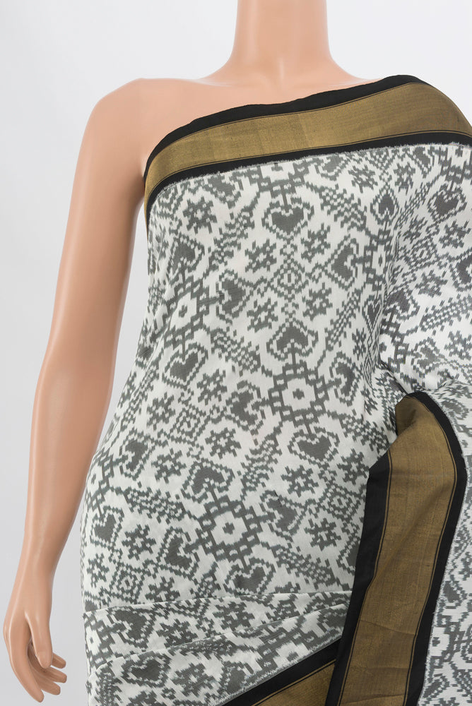 Border image of Multi Color Pochampally Saree with Ikat Print on the body and Silk Border. 