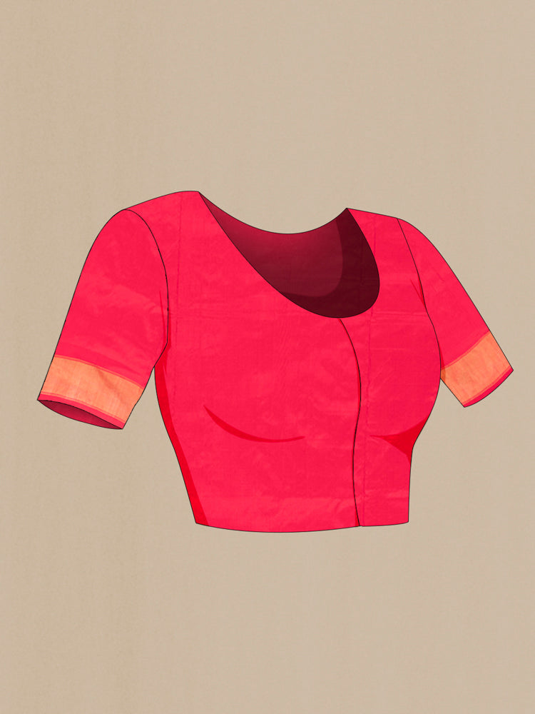 Close up image of the blouse of Davys Grey Pochampally Saree with Ikat Print on the body and Silk Border. 