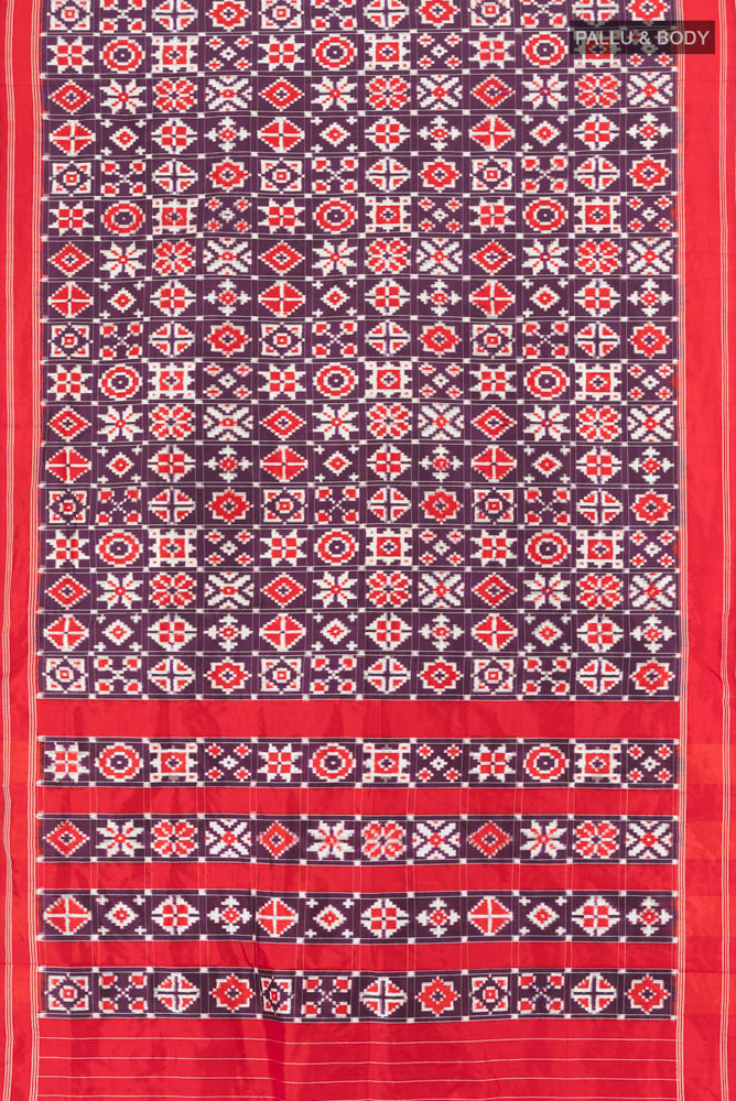 Flat view of Pure Silk Pure Zari Multi Color Pochampally Saree with Ikat Print on the body and Silk Border. 