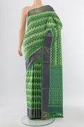 Pure Silk Pure Zari Multi Color Pochampally Saree with Ikat Print on the body and Silk Border.  displayed on a mannequin