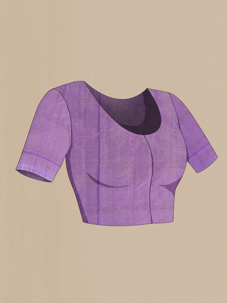 Close up image of the blouse of Golden Pochampally Saree with Ikat Print on the body and Silk Border. 