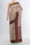 Multi Color Pochampally Silk Saree with Ikat Print on the body and Silk Border.  displayed on a mannequin