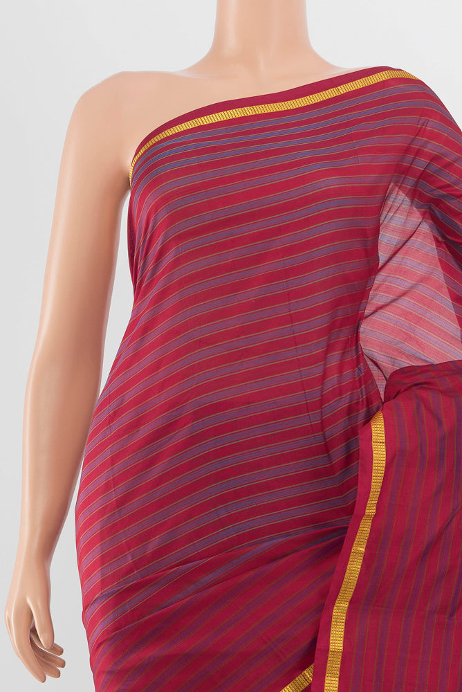 Border image of Multi Color Kanchipuram Silk Saree with Zari Butta on the body and Silk Border. 