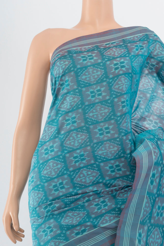 Border image of Pure Silk Pure Zari Multi Color Pochampally Saree with Ikat Print on the body and Silk Border. 