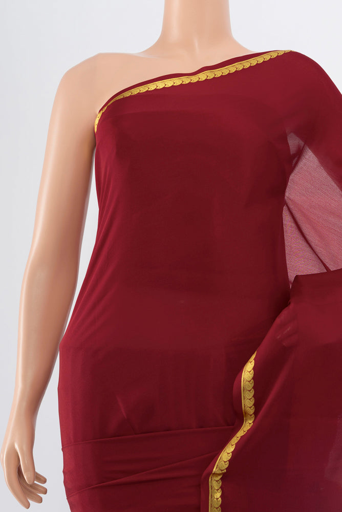 Border image of Maroon Mysore Crepe Saree with Zari Butta on the body and Silk Border. 
