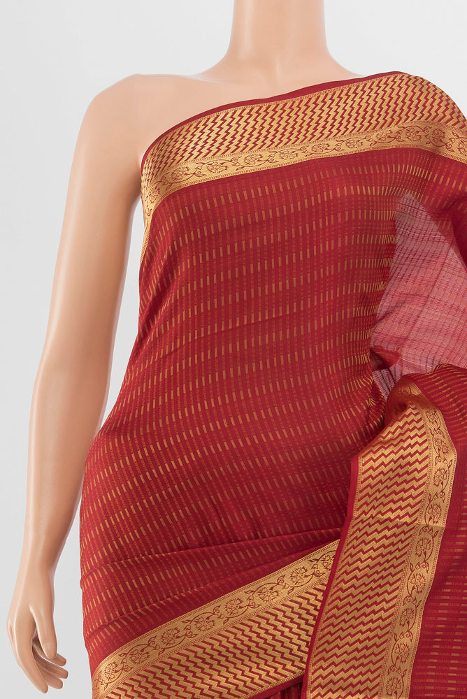 Border image of Maroon Soft Silk Saree with Zari Brocade on the body and Silk Border. 