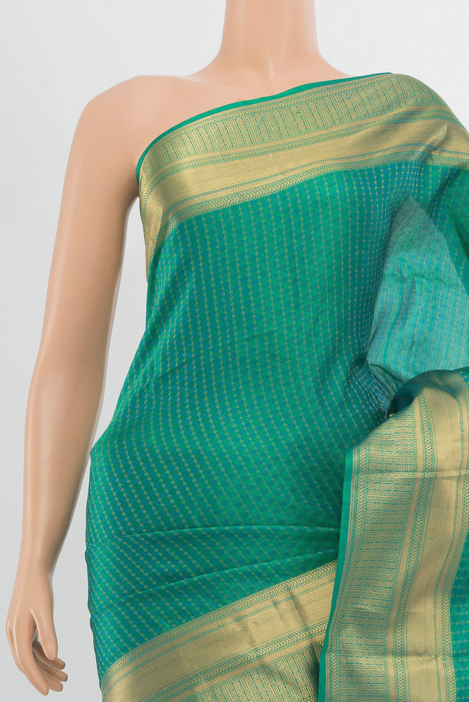 Border image of Pure Silk Pure Zari Light Green Soft Saree with Zari Butta on the body and Silk Border. 