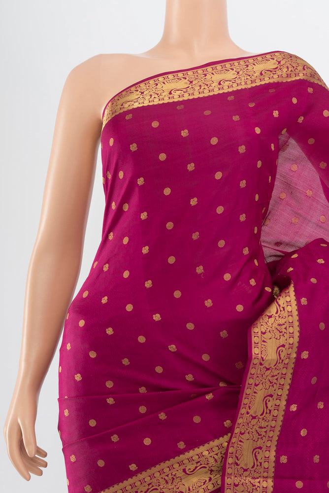 Border image of Pure Silk Pure Zari Purple Soft Saree with Zari Butta on the body and Silk Border. 