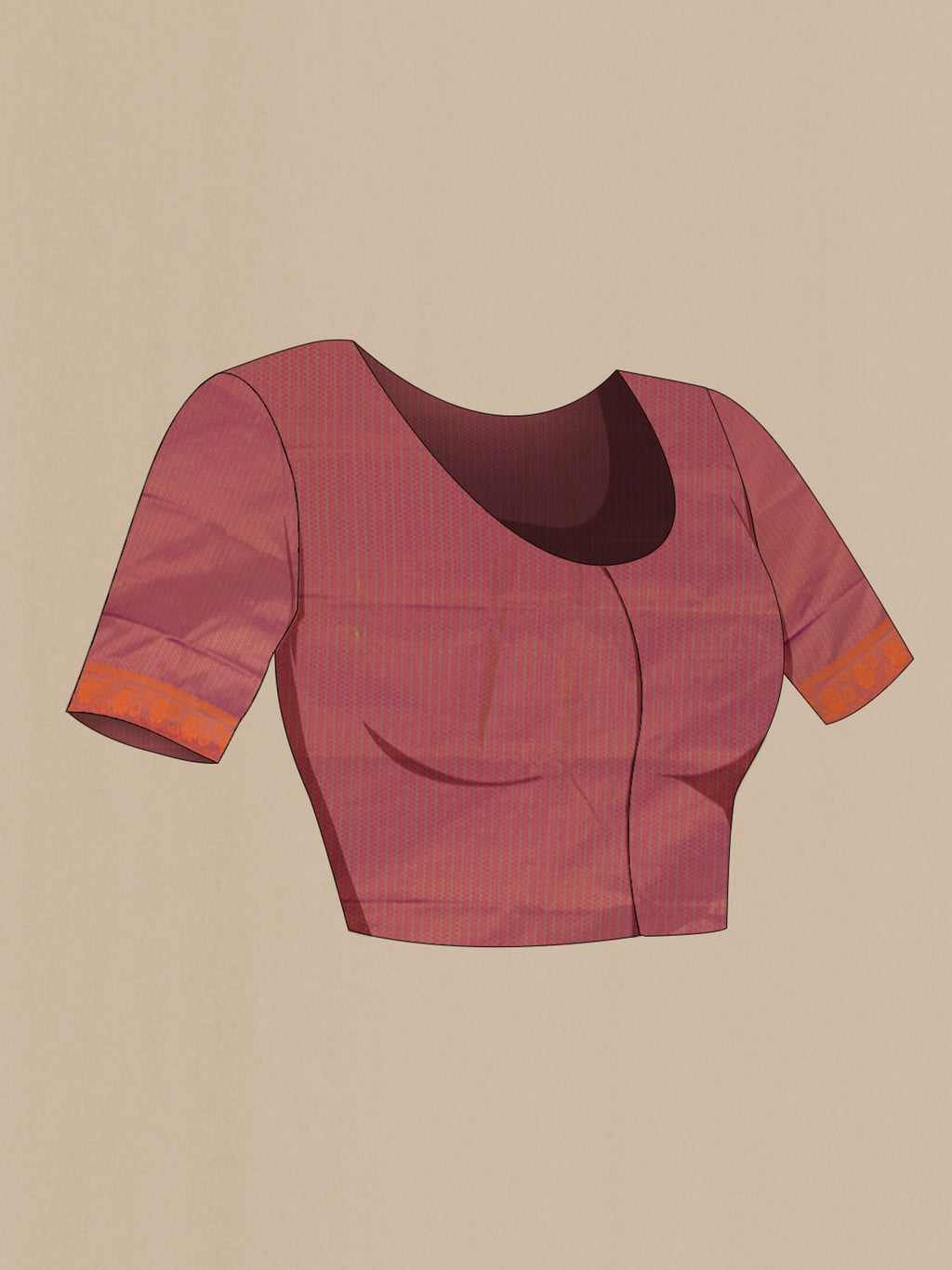 Close up image of the blouse of Purple Soft Silk Saree with Jacquard design on the body and Thread Border. 