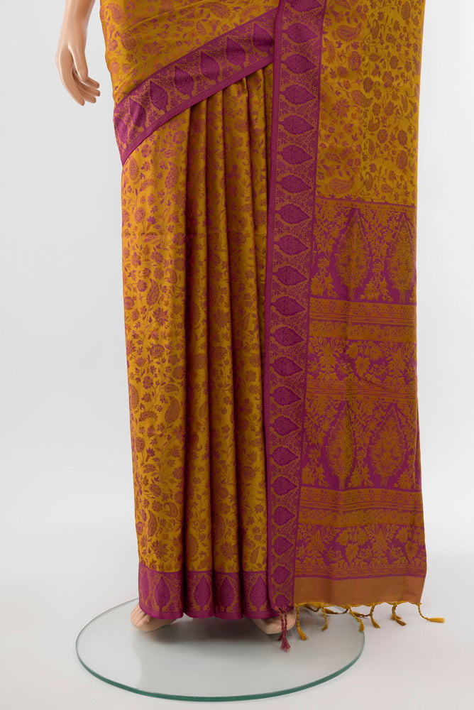 Pleats and pallu of Multi Color Soft Silk Saree with Jacquard With Thread Butta on the body and Silk Border. 
