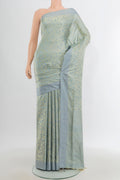 Light Blue Soft Silk Saree with Jacquard design on the body and Thread Border.  displayed on a mannequin