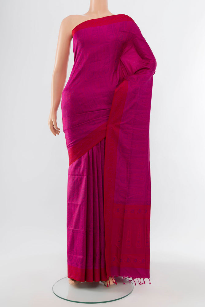 Multi Color Soft Silk Saree with Jacquard With Thread Butta on the body and Silk Border.  displayed on a mannequin