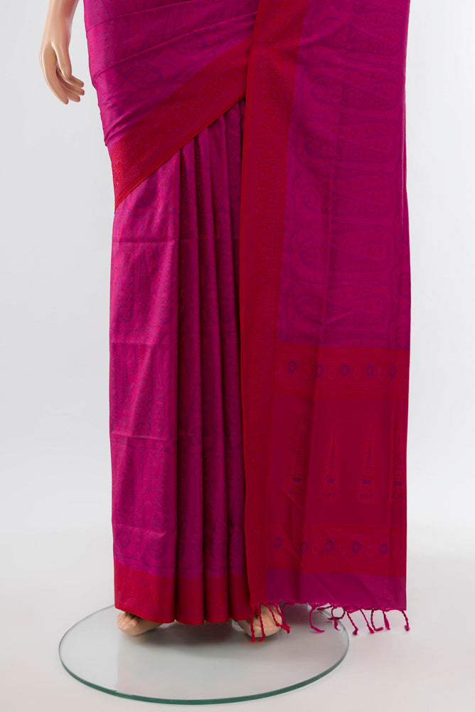 Pleats and pallu of Multi Color Soft Silk Saree with Jacquard With Thread Butta on the body and Silk Border. 