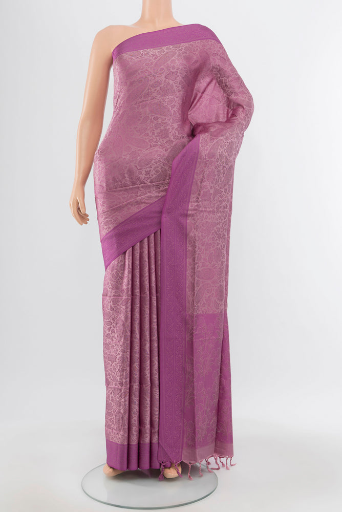 Pure Silk Pure Zari Bronze Soft Saree with Jacquard With Thread Butta on the body and Silk Border.  displayed on a mannequin