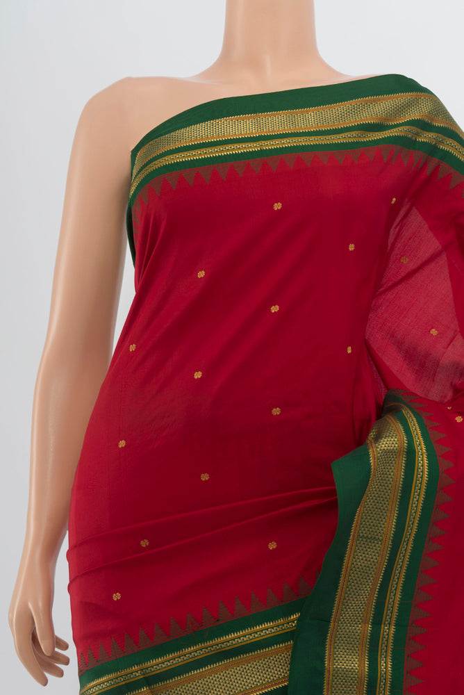 Border image of Maroon Narayanpet Silk Saree with Zari Butta on the body and Silk Border. 