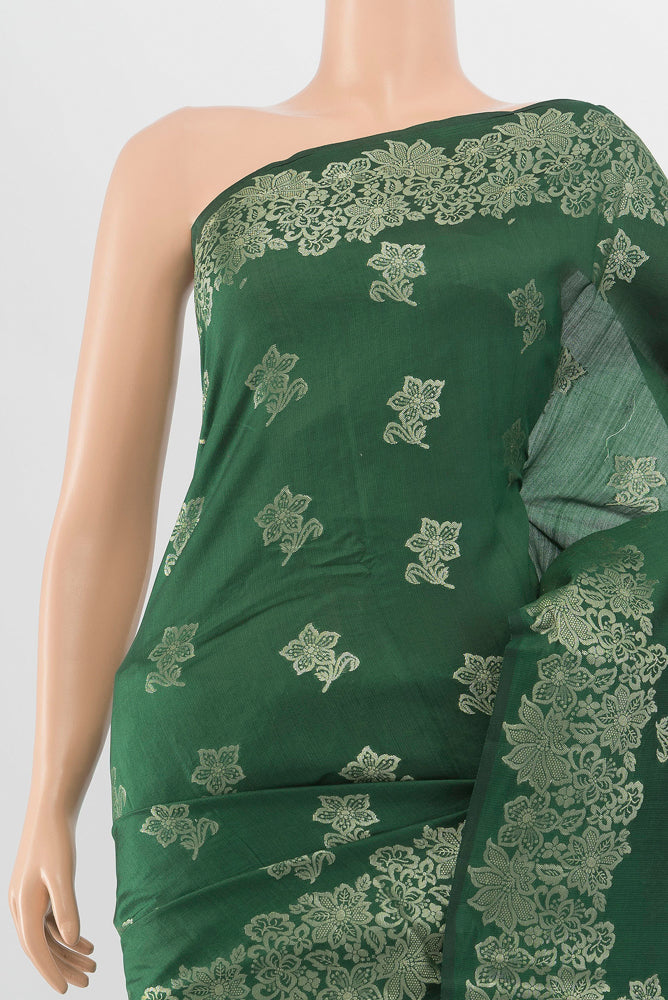 Border image of Mint Green Banarasi Raw Silk Saree with Zari Butta on the body and Silk Border. 