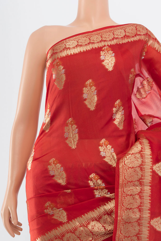 Border image of Pure Silk Pure Zari Bronze Banarasi Raw Saree with Zari Butta on the body and Silk Border. 