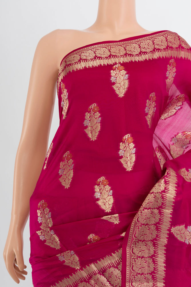 Border image of Purple Banarasi Raw Silk Saree with Zari Butta on the body and Silk Border. 