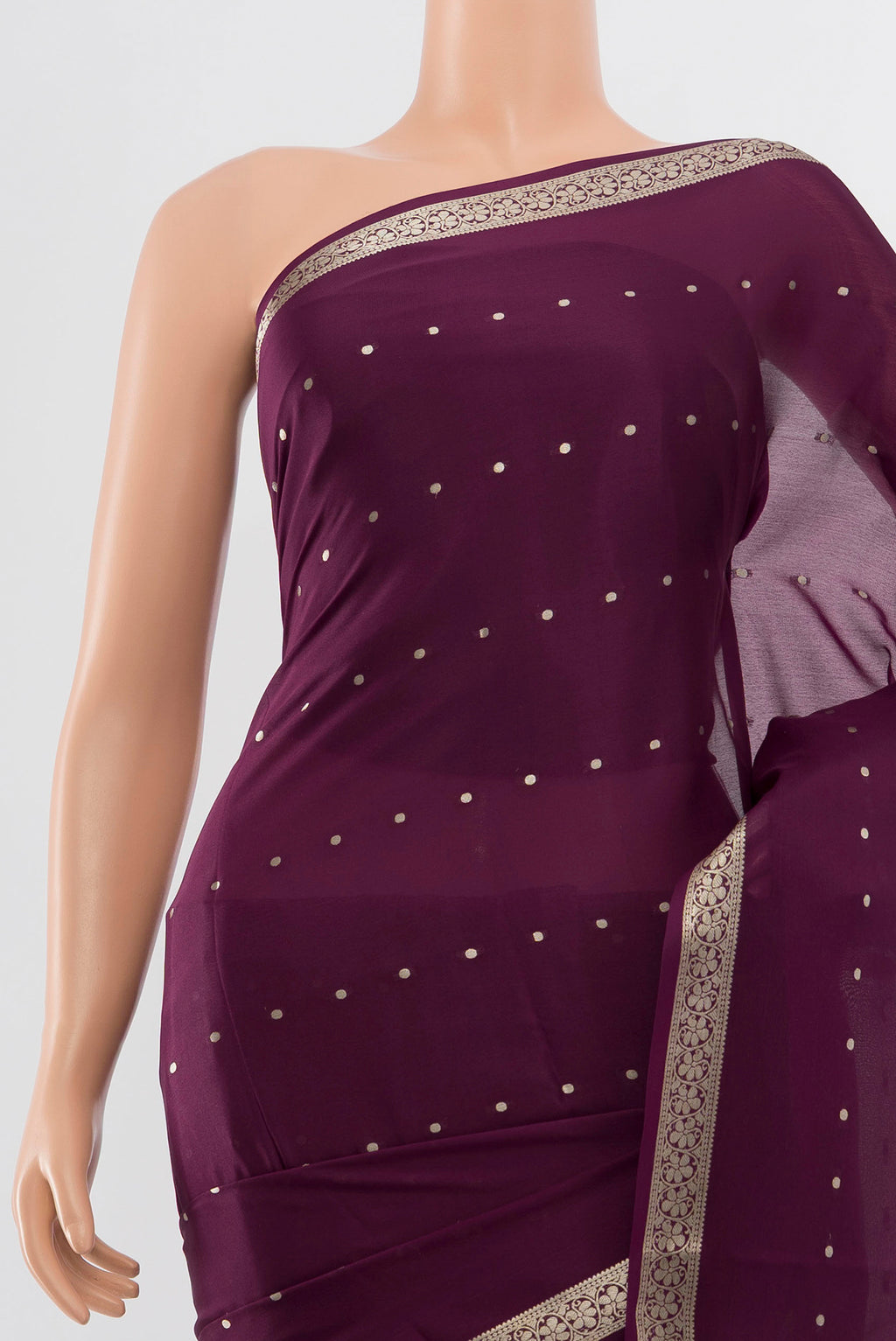 Border image of Coffee Brown Mysore Crepe Saree with Plain Body and Silk Border. 