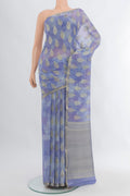 Lavender Mysore Georgette Saree with Zari Butta on the body and Zari Border.  displayed on a mannequin